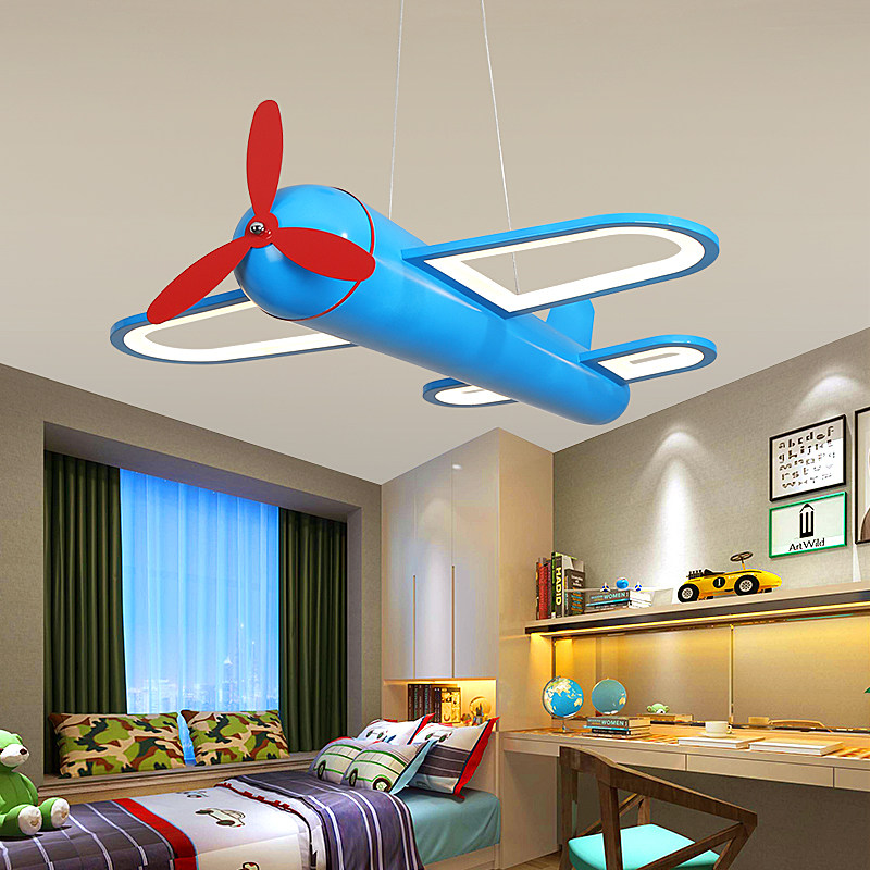 Baby Nursery Boy - Creative Blue Yellow Airplane Pendant Lamp