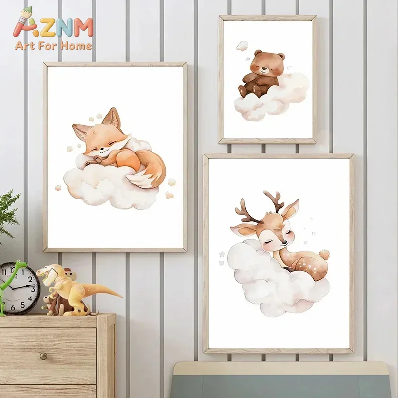 AZNM Watercolor Sleeping Woodl - Baby Nursery Frames 评论和价格
