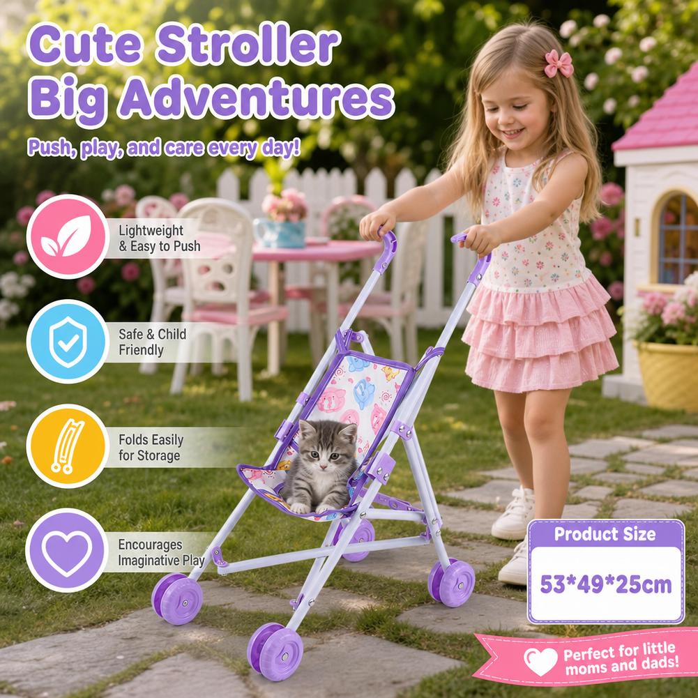 Doll Stroller Pink Baby Pram T - Baby Nursery Trolley 评论和价格