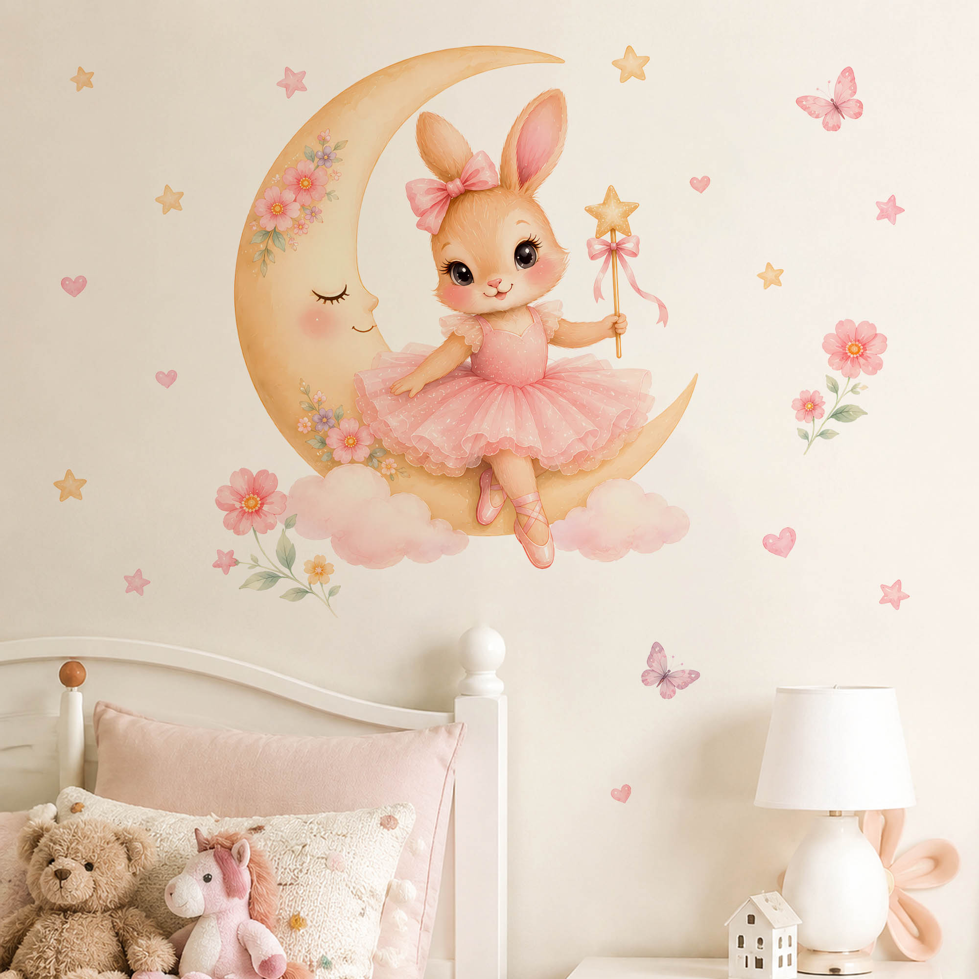 Watercolor Ballerina Bunny Moo - Baby Nursery Decor Girl 评论和价格