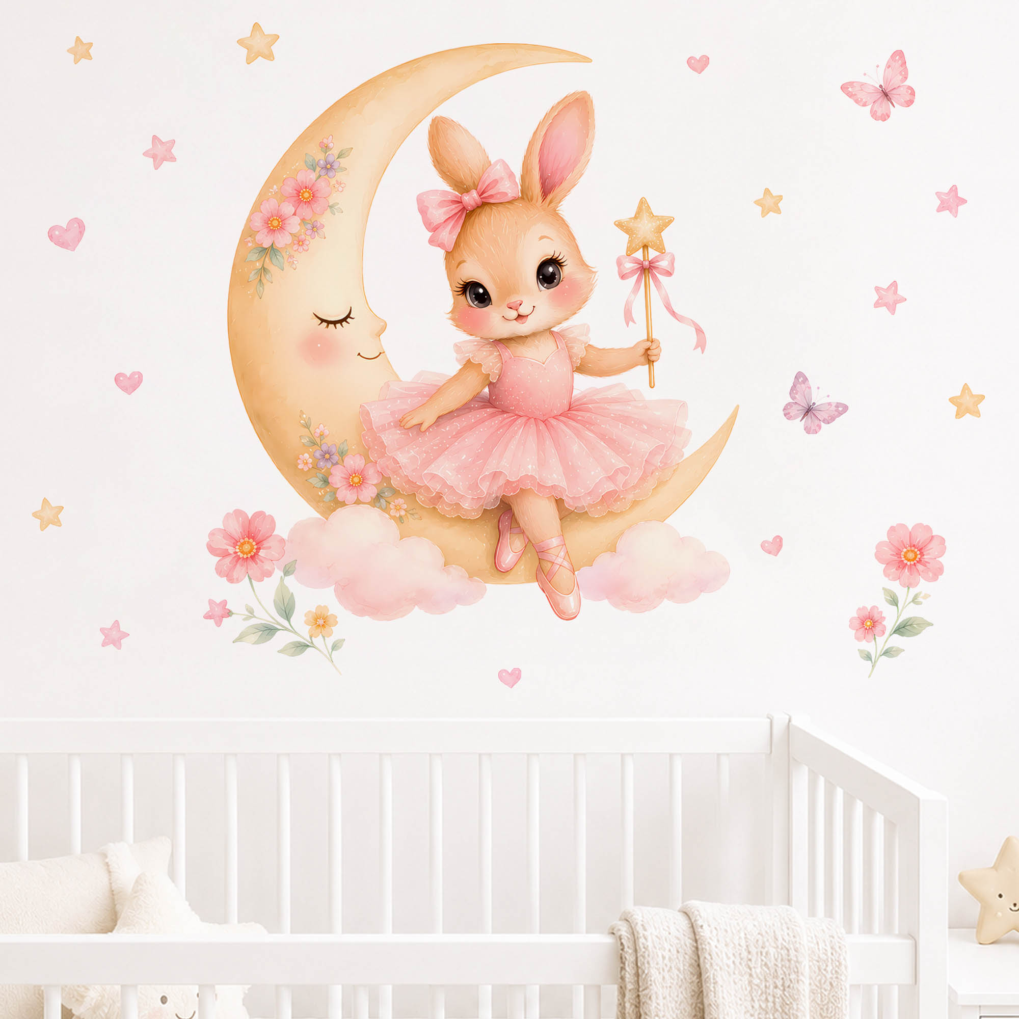 Watercolor Ballerina Bunny Moo - Baby Nursery Decor Girl 评论和价格