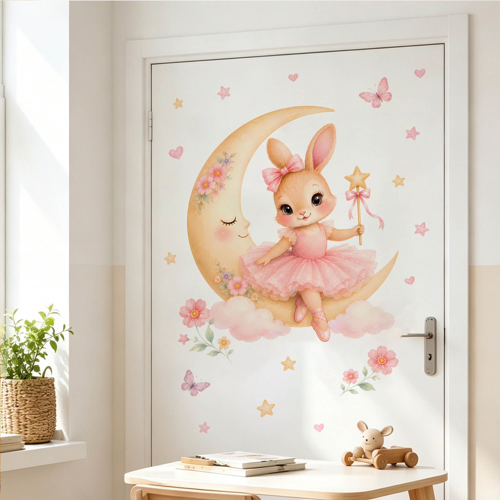 Watercolor Ballerina Bunny Moo - Baby Nursery Decor Girl 评论和价格