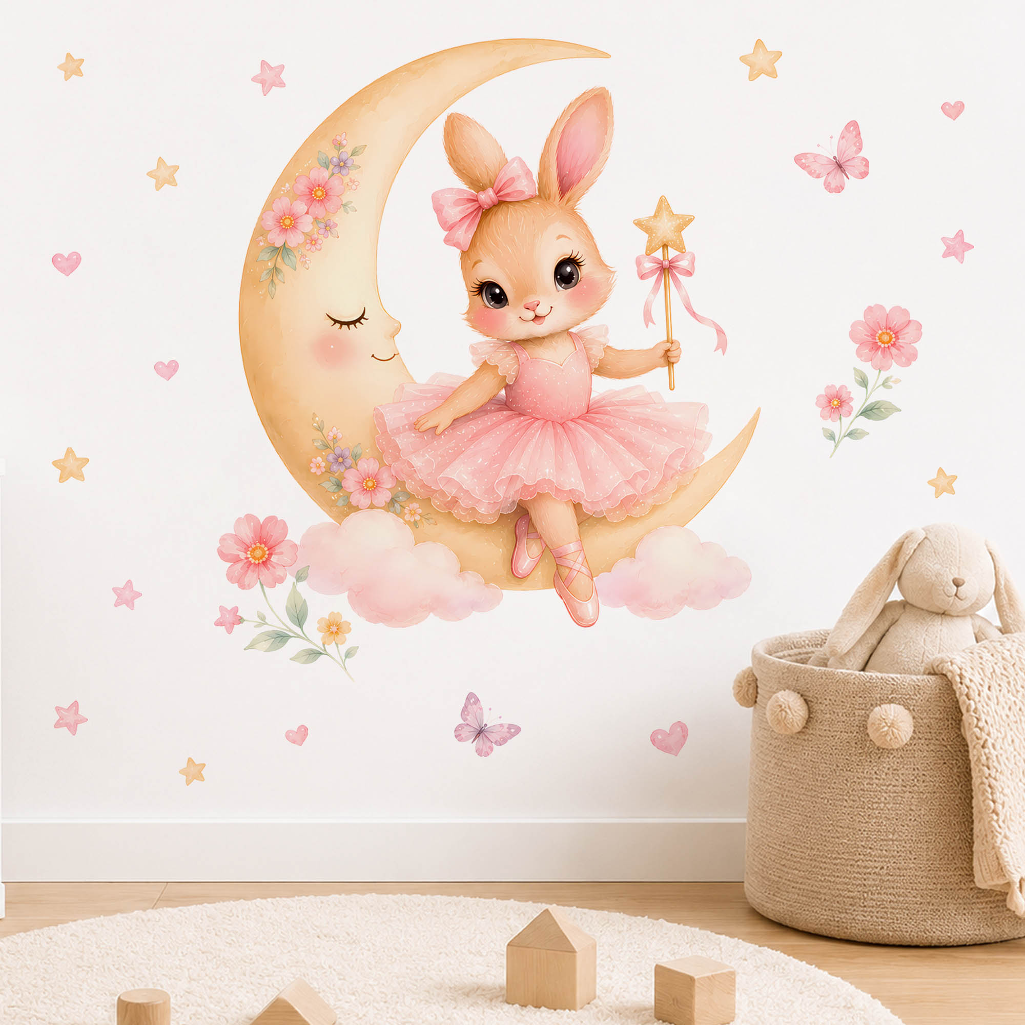 Watercolor Ballerina Bunny Moo - Baby Nursery Decor Girl 评论和价格