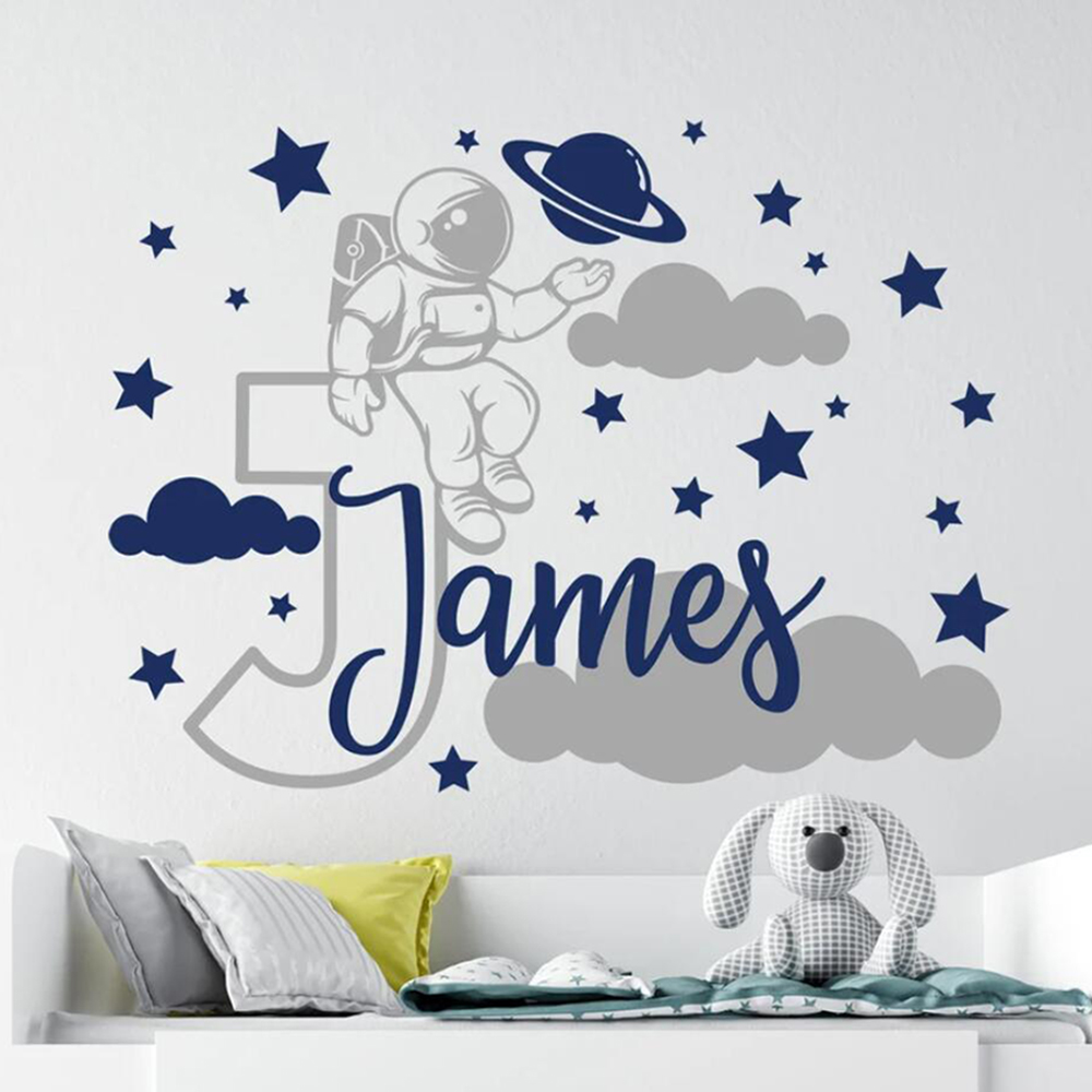 Custom Name Cartoon Space Astr - Baby Nursery Boy 评论和价格
