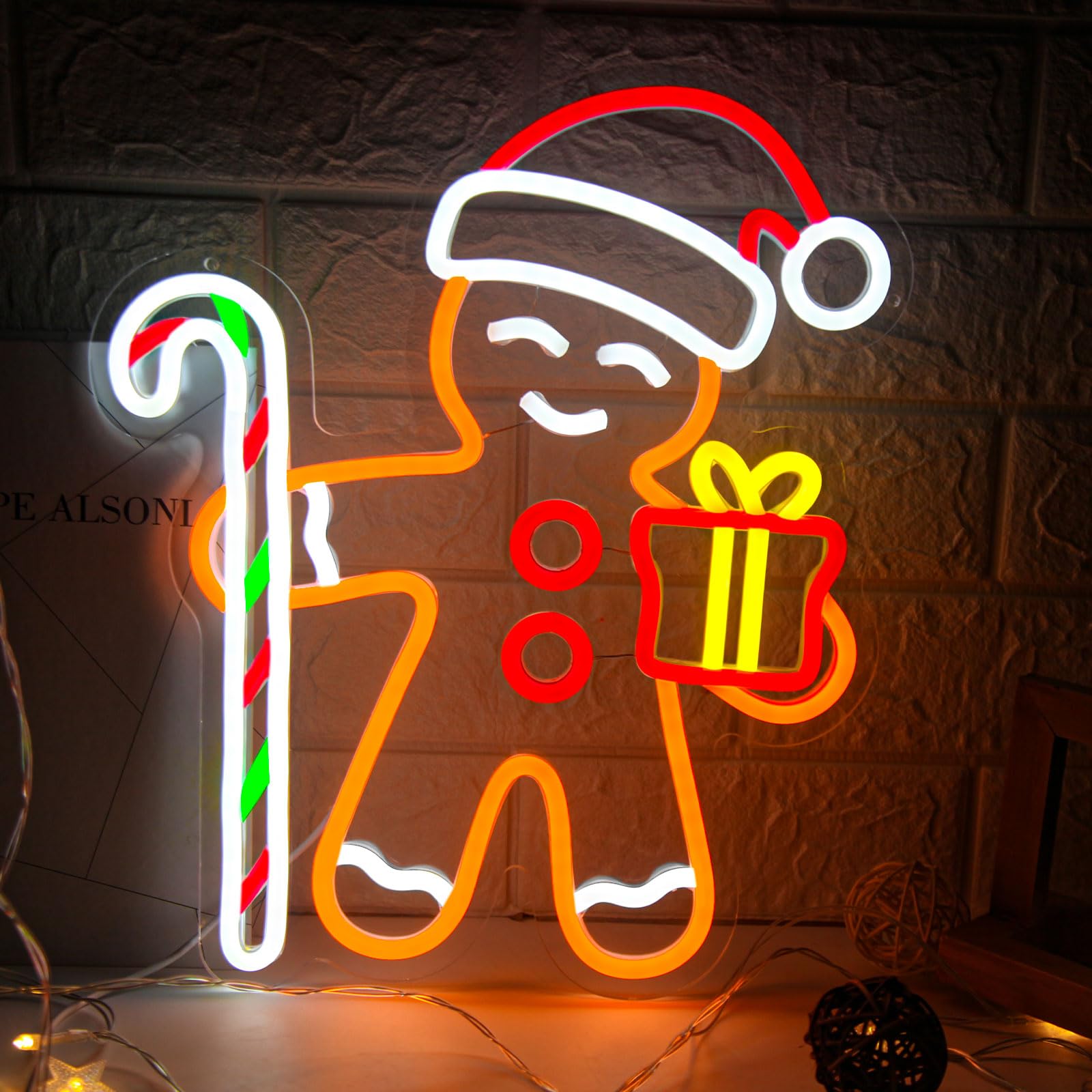 Gingerbread Man LED Neon Sign  - Baby Nursery Wall Lights 评论和价格